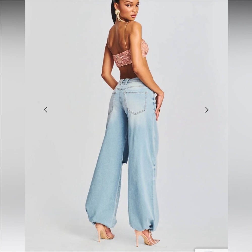 New! SER.O.YA Saint low rise baggy wide leg oversized blue jean 36032 - Picture 2 of 16